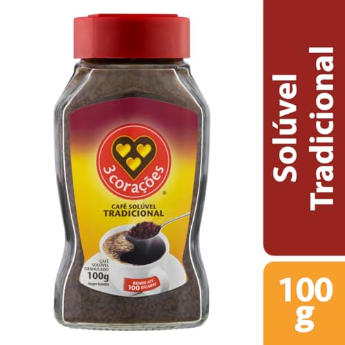 3 Corações Café Solúvel Tradicional, Vidro 100G