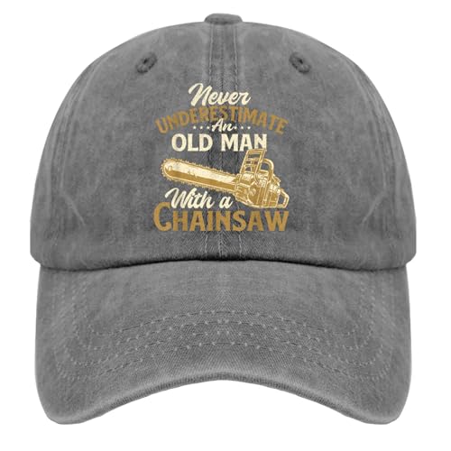 Generic Never Underestimate an Old Man Lumberjack Chainsaw & Logger Hat Gifts for Women Hats for Men Womens Pigment Gray Bucket Hats Fishing Hats Cowgirl Hats Fishing Hat Sun Hat