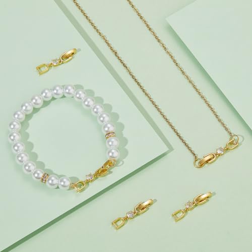 Beebeecraft 1 Box 6pcs Bracelet Extender Clasps 18K Gold Plated Cubic Zirconia Crystal Fold Over Extension Clasps for DIY Jewellery Necklace Crafts Making - Image 4