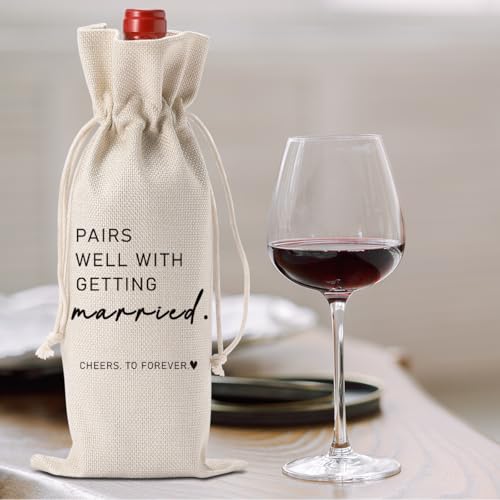 Image of 2PCS Married Wine Bag Married Gifts for Couples Mr Mrs Marriage Honeymoon Gift Wedding Party Decorations Getting Engaged Wine Bottle Bag Champagne Bottle Wraps Bags