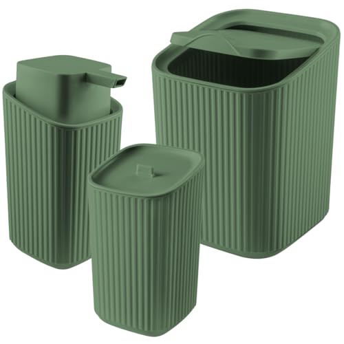 Kit Banheiro Lixeira 1,25L + Porta Algodão + Porta Sabonete Liqui...