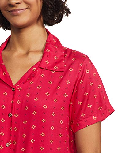 Image of Longies Women's Rayon Pyjama Night Suit Regular Capri Set ((LGRCSSY007 Dark.Pink Small) Dark Pink