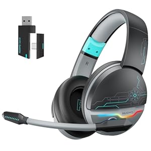 NUBWO G08 Dual Wireless Gaming Headset with Mic for PS5, PS4, PC, Mobile & Tablet | 2.4GHz Wireless & Bluetooth 5.3 | 100 Hr Battery | 50mm Drivers | Lightweight & RGB Lighting – DarkBlue