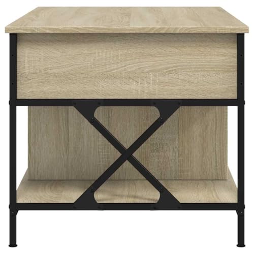 Table basse en chêne Sonoma et métal structure stable d'architecte pour séjour - 7