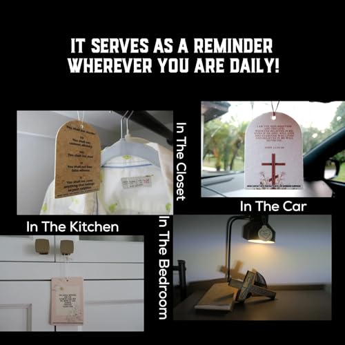 Image of A-Z Bible Products Christian Car Air Fresheners - 3 Pack Hanging Auto Accessories with Ten Commandments - Fresh Air Scent - Faith-Based Scripture Car Decor and Inspirational Christian Gift