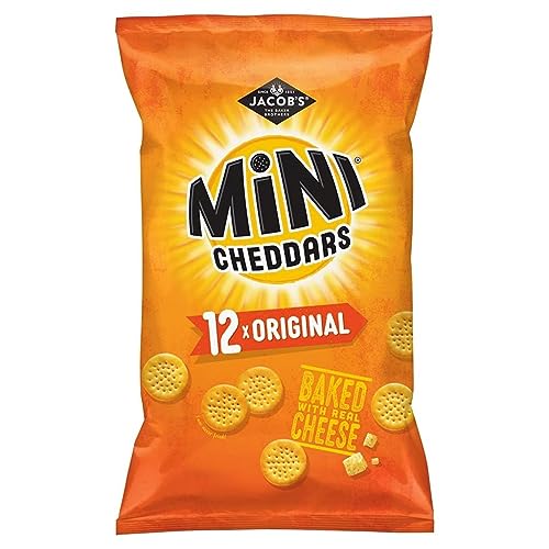 Jacob's Mini Cheddars Original Multipack - Baked with Real Cheese, 12 Packs x 23g