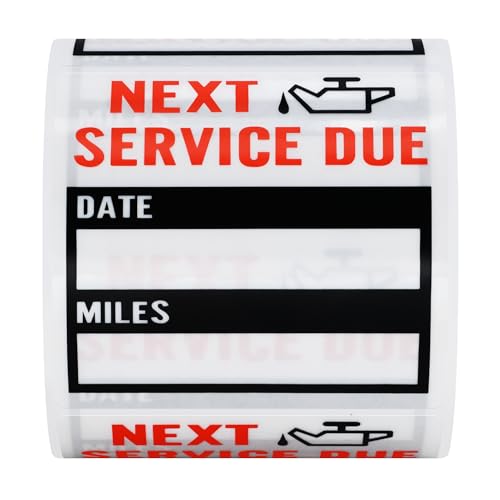 HYBSK 200pcs Transparent Oil Change/Service Reminder Stickers 2\"x2\" Premium Quality Clear PET Oil Change Stickers (Black)