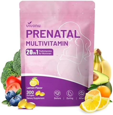 Prenatal Vitamins for Women, Multivitamin D3, K2, B6, B12, C with Folic Acid, Omega 3 DHA, Iron, Choline, Probiotic, Calcium, Zinc, Iodine, Non GMO, Easy to Swallow, 300 Softgels, 100 Day Supply