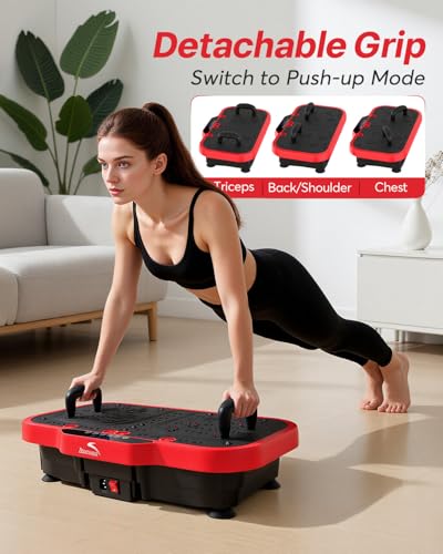 Image of Vibration Plate Exercise Machine, 8000 Vibrations /min Adjustable Fitness Platform, 400 Lbs Capacity Whole Body Workout Extra Large Size Platform with Bluetooth for Weight Loss, Women & Men