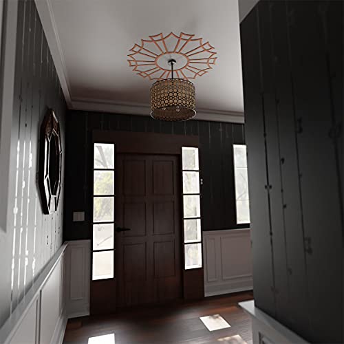 Image of Ekena Millwork 40 inchOD x 14 1 /8 inchID x 1 /4 inchT Augustus Wood Fretwork Pierced Ceiling Medallion, Cherry