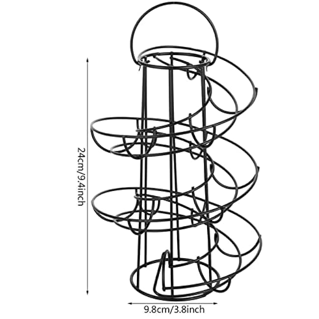 Metal Egg Skelter Spiral Design Egg Dispenser Rack Holder With Storage Basket For Countertop Kitchen