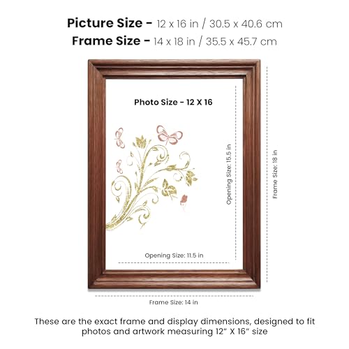Image of Handmade Wooden Photo Frame, 12 x 16 inch Display for Artworks, Pictures and Photos of Your Loved Ones, Best for Home, Office, Wall Decor, Living Room, Bedroom, Brown