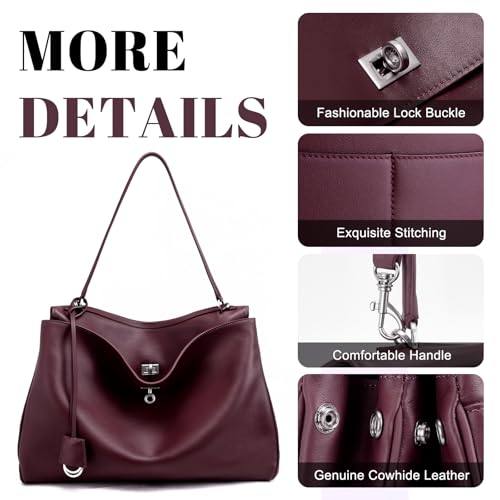 Bolso Tote de Cuero Genuino para Mujer Hedexe miniatura 4