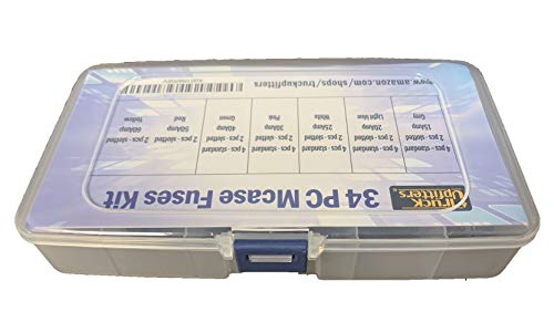 Truck Upfitters 34 pc Automotive MCASE Compatible Mini Box Shaped Cartridge Fuse Kit for Foreign and Domestic Cars, Trucks, and SUVs