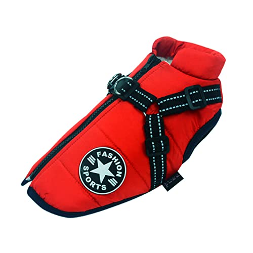 Ectkuee Manteau d'hiver Imperméable avec Harnais pour Chien Veste Costume Chaud Vêtements Chiot Animaux Gilet Réfléchissant Coupe-Vent pour Petit Moyen (Anneau en D Durable)