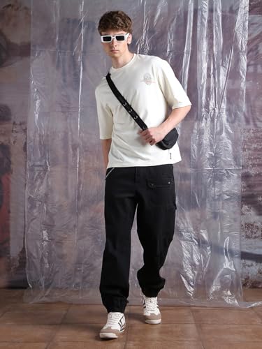 Image of Hubberholme Men Cotton Terry Printed Oversized Round Casual Neck Half Sleeves Tshirts