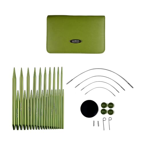 Ldbuejiaja Lot de 10 paires d'aiguilles à tricoter circulaires interchangeables 2 2 mm - 5 0 mm - Kit d'aiguilles à tricoter en aluminium pour pulls,...