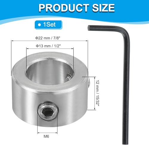 PATIKIL 1/2 Bohrung Wellenkragen, 304 Edelstahl Wellen-Spannringe 7/8 OD Fahrwerk Stopper Radkragen mit M6 Doppelsechskantschraube für Antriebswellen Automobil-Industrie