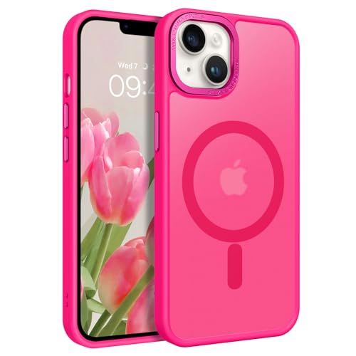 BENTOBEN Magnetic for iPhone 14 Plus Case, [Compatible with MagSafe] Translucent Matte Frosted Slim Lightweight Shockproof Women Men Girl Protective Cover Case for iPhone 14 Plus 6.7', Hot Pink