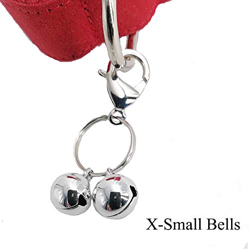 IVIA PET Cat Collar Bells, 32 Pack Dog Collar Charm Bells with 16 Pcs Rings, 2 Pack Stainless Steel Dog Tag Clips for Pet Training Pendant Necklace Collar Accessories