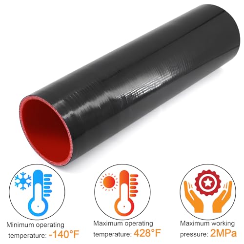 Image of ID 3in x 12in Length Straight Silicone Coupler Hose 4-Ply with 4 Stainless Steel T-Bolt Clamps as Turbo Intercooler Intake Pipe,Fits Pipe OD up to 3in(76mm)
