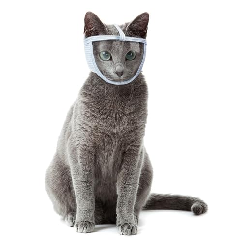 Cat Muzzle, Breathable Cat Face Cover Transparent Anti Bite Face Protection for Nail Trimming Bathing