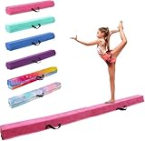 FINCOME 8FT Folding Balance Beam, Portable Gymnastics Beam Equipment with Non Slip Rubber Base & Suede Cover for Training/Practice/Professional Home Exercise