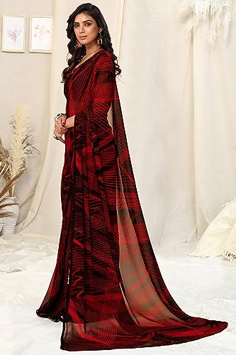 Image of MIRCHI FASHION Women Sari Georgette Chevron Printed | Modern Pattern Farewell and Festive Drape with Matching Blouse Piece
