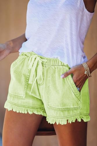 Image of YOCUR Womens Lightweight Shorts Casual Baggy Trendy Hot Pants Elastic Waist Drawstring Comfy Shorts