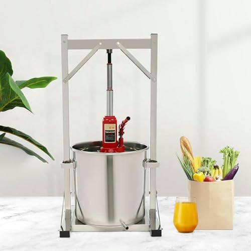 Prensa hidráulica de vino de frutas, acero inoxidable, 22 litros, ideal para extraer jugo de manzanas, zanahorias, naranjas, bayas y V