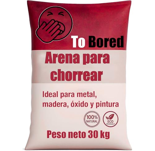 Tobored Arena Para Chorrear. 30Kg, Alta Pureza SiO2, Baja Humedad, Ideal Para Metal, Madera, Óxido Y Pintura, Ecológica Y Versátil.