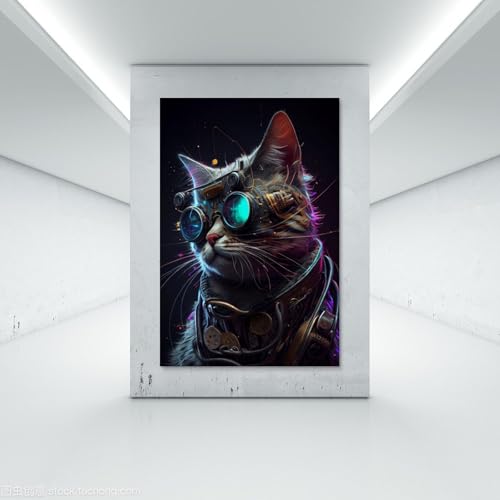 FANSITUO Steampunk CatPoster Canvas Art Oil Painting Wall Painter Home Decorative Music Album Celebrity Decorative Painting Classical Decorative Wall ArtUnframe-style-216x24inch(40x60cm) steampunk buy now online