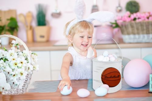 Image of Essme Basketball Basket,Kids Easter Basket for Basketball Decor,Boys Baskets,Easter Gifts for Girls and Boys,Easter Basket Empty.(Basketball)