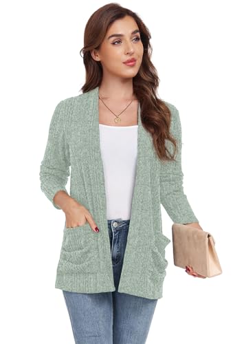 Image of GRECERELLE Womens Long Sleeve Lightweight Open Front V-Neck Casual Cardigan Sweaters Outerwear with Pockets 2025, S-2XL