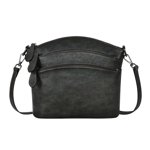 Image of HESHE Crossbody Bags for Women Genuine Leather Purses with Multi-Pockets Vintage Ladies Small Shoulder Satchel Bag