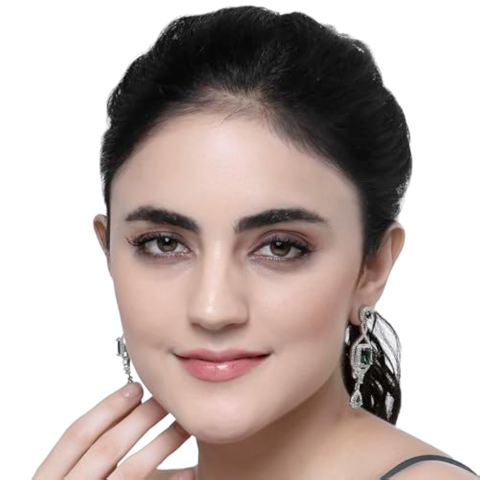 Rhodium-Plated Diamond Drop Earrings For Women