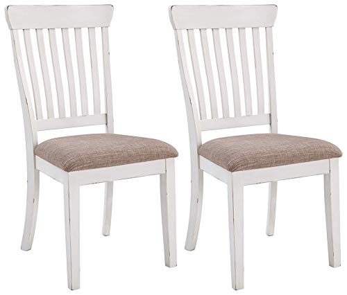 Signature Design By Ashley - Danbeck Dining Upholstered Side Chair - Set of 2 - Casual Style - Chipped White