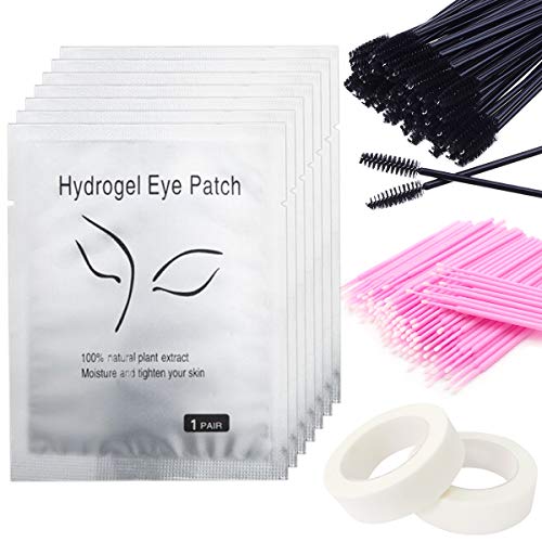 Preisvergleich Produktbild 50 Pcs Wimpernverlängerung Augen Pads,100pcs Wimpernbürste,100Pcs Einweg Microbürsten,2Pcs Wimpern Band für Pro Salon Individuelle Wimpernverlängerung