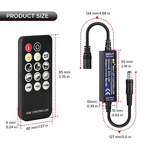 Tira LED monocromática 12V 3000K 5 metros con control miniatura 7