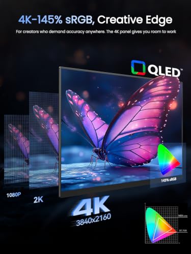 Image of UPERFECT Portable Monitor 4K 120HZ QLED 17.3 inch | 0.1ms Gaming Monitor, 500 Nits | 3840 * 2160 UHD |100% DCI-P3 | USB-C & HDMI | VESA & Stand | Travel Screen for Laptop, Computer, Game Consoles