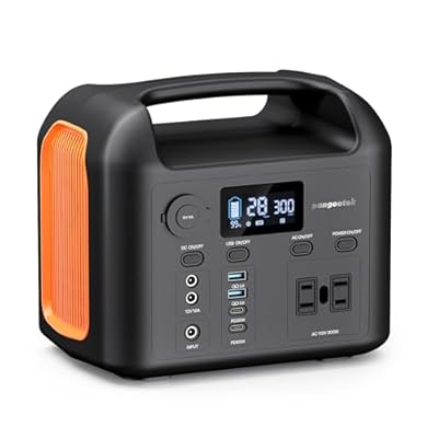 Portable Power Station, 300W (600W Peak) 299Wh LiFePO4 Solar Generator Pure Sine Wave 110V AC Car Outlets PD 60W QC3.0 Backup Power Supply Bank for Camping, Blackout, CPAP