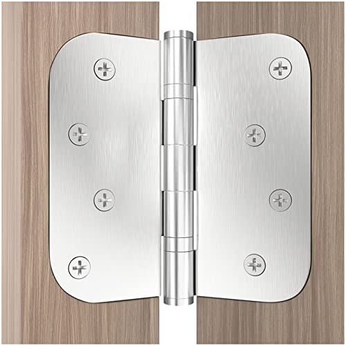 Hinges, 3 Pack Door Hinges 4 Inch Stainless Steel Hinges With Rounded 5/8-Inch Radius Interior/Exterior Door Hinges Heavy Duty Hinges (4In 5/8-Inch Radius Corners) #TOP5