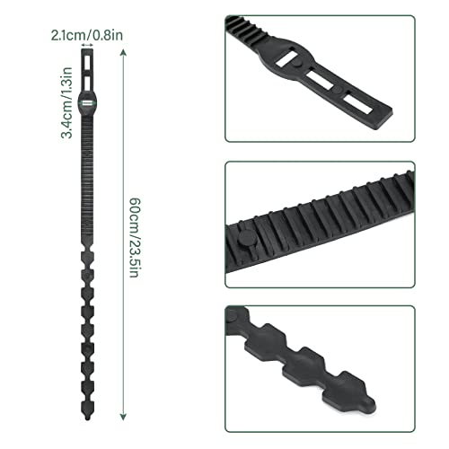 KINGLAKE 3Pcs 60cm Black Tree Ties Straps Supports Heavy Duty Shrub Ties Adjustable Interlock Garden Tree Ties for Shrub Rose Tree Plant Support - Image 2