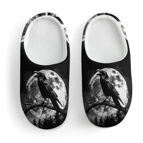 Crow and Full Moon Cute Cotton Slippers Anti-Slip House Shoes Printed Slipper for Indoor Outdoor3