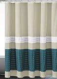 MY 8 STORE Fabric Shower Curtains for Bathroom (Beige, Slate Blue, White with Pintuck Striped Design)