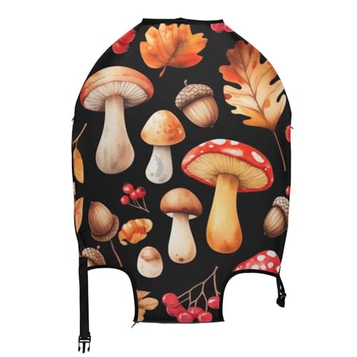 Joisal Suitcase Cover Cute Luggage Protector Watercolor Autumn Mushrooms Black Anti-scratch Traveling Travel Luggage Accessories, S, Fits 18-20 Inch Case2