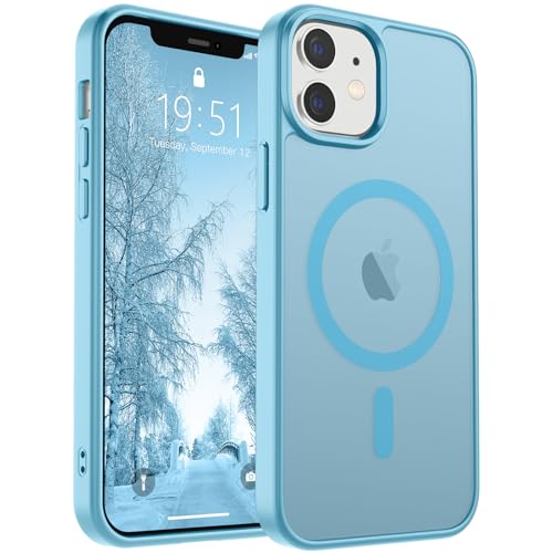 Image of SUPFINE Magnetic for iPhone 12 Case /iPhone 12 Pro Case (Compatible with MagSafe)(Military Grade Drop Protection) Slim Translucent Matte Shockproof with Anti-Fingerprint Phone Case,Light Blue