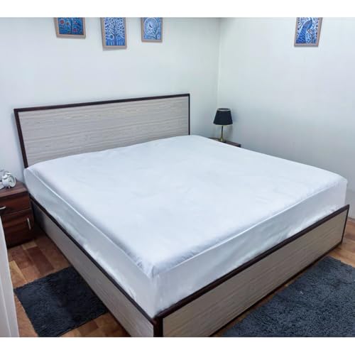 Image of Premium 100 Percent Waterproof Mattress Protector with Elastic Non-Woven | Hypoallergenic Mattress Cover Fitted Bed Protector for Queen Size Bed 60x80 Inch Fit On 10 Inch 5X6.7 Feet, White