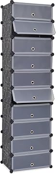 Modern Shoe Organizer with 10-Pair Capacity, White Storage Rack for Bedroom or Hallway Black, 14.6 x 18.5 x 67.7 in