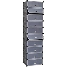 Modern Shoe Organizer with 10-Pair Capacity, White Storage Rack for Bedroom or Hallway Black, 14.6 x 18.5 x 67.7 in